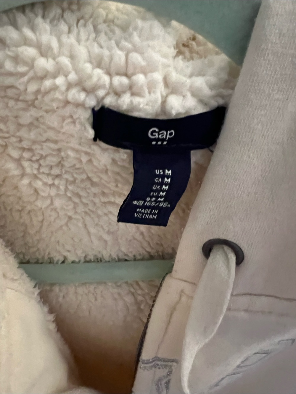 GAP Wome’s Full Zip Sherpa Hoodie Medium / Warm Cozy Jacket Cream - Picture 3 of 4